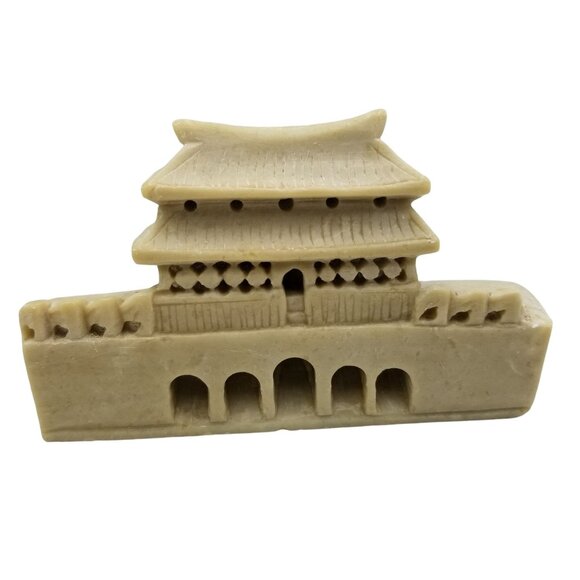 Vintage Hand-Carved Stone Asian Pagoda Netsuke Sculpture - Picture 1 of 12